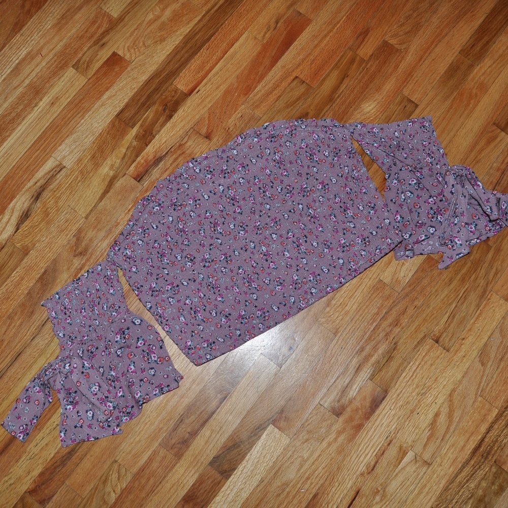NEW Floral Off-the-Shoulder Smocked Crop Top XL - Picture 4 of 7